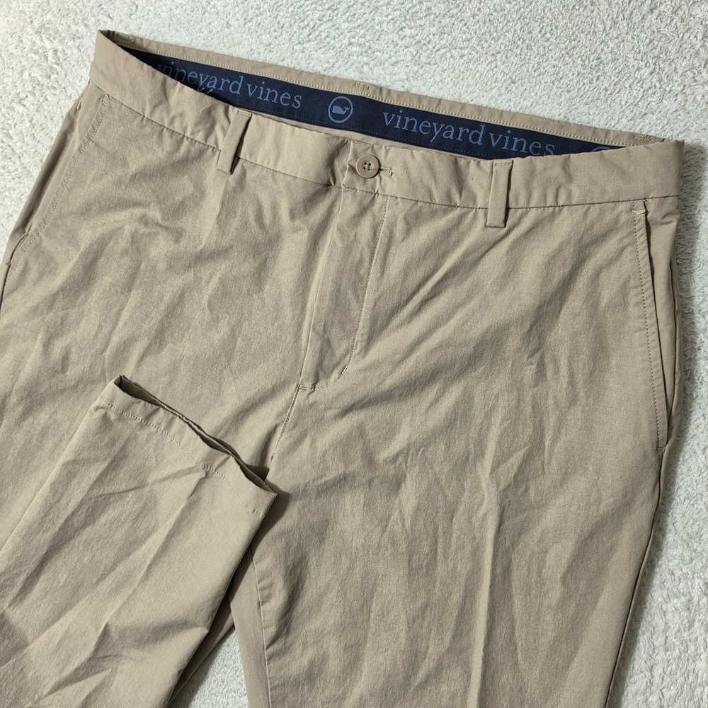 NEW Vineyard Vines On The Go Pant Mens 38/32 Tan Khaki Stretch Performance Chino
